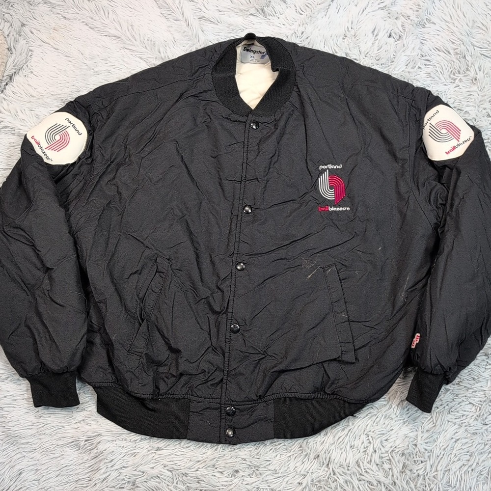 Vintage Portland Trailblazers Jacket Mens XL Black Swingster NBA Basketball USA
